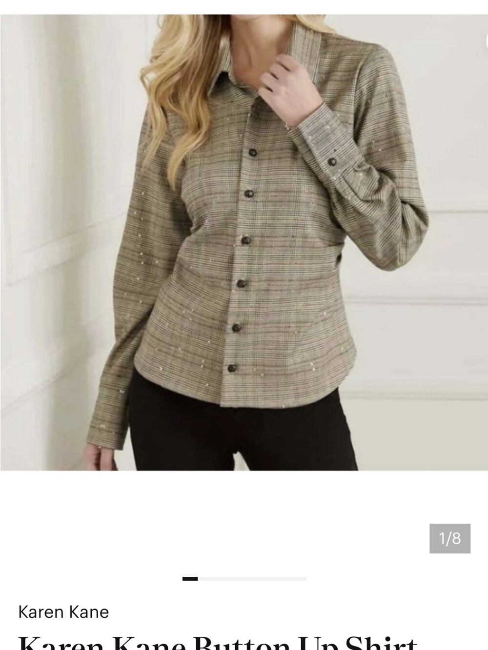 Karen Kane Olive-Tone Plaid Button-Front Shirt